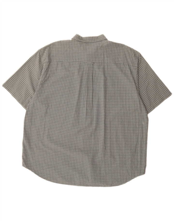 Camisa masculina de manga curta Eddie Bauer 2XL algodão guingão cinza