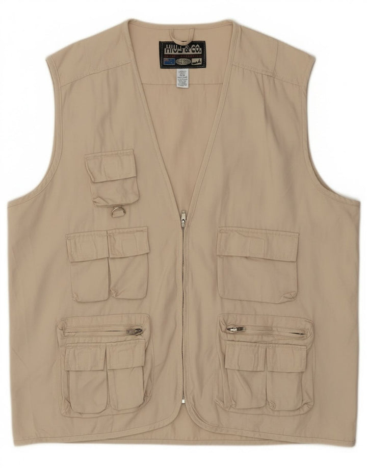 Colete utilitário masculino vintage UK 42 XL algodão bege
