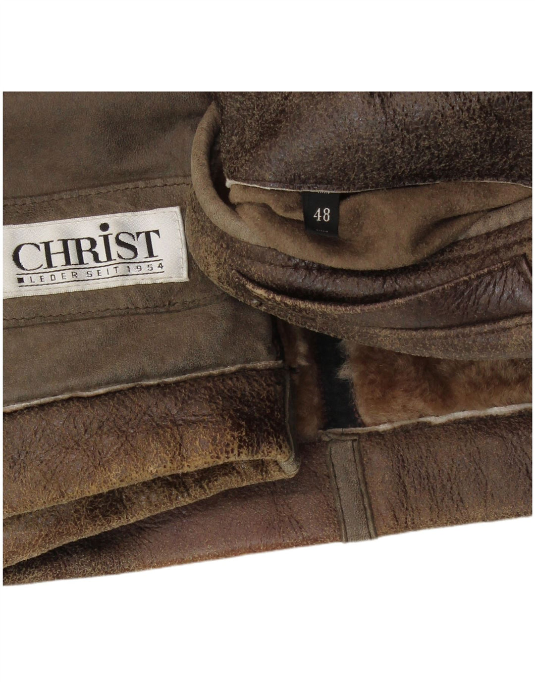 Jaqueta Christ Mens Shearling IT 48 Couro Marrom Médio