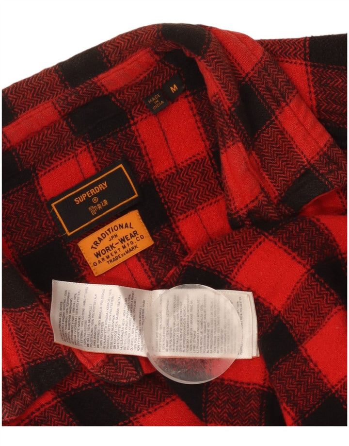 Camisa masculina Superdry Slim Fit de flanela de lenhador médio vermelho algodão guingão