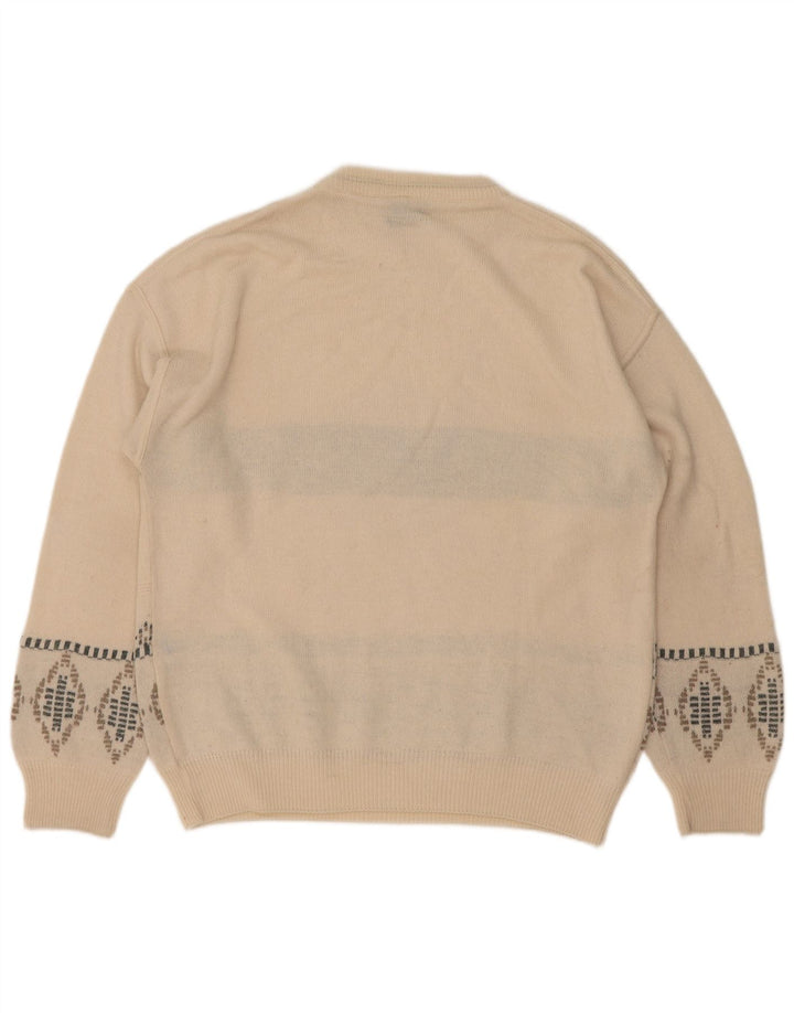 Suéter masculino Bibo com gola redonda grande branco Fair Isle