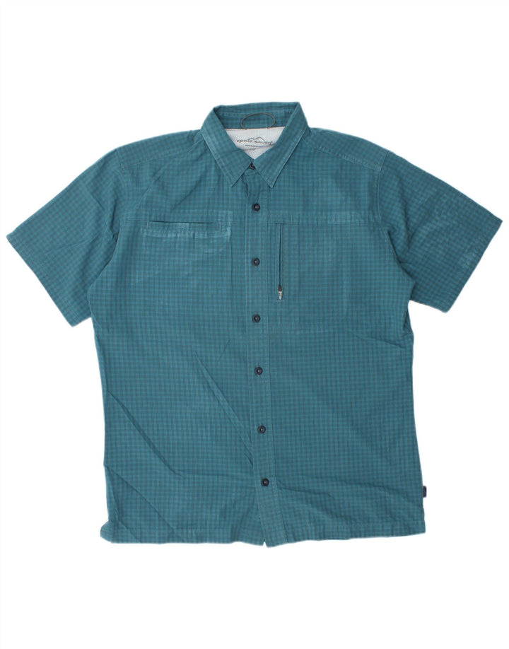 EDDIE BAUER Camisa masculina de manga curta poliéster azul médio