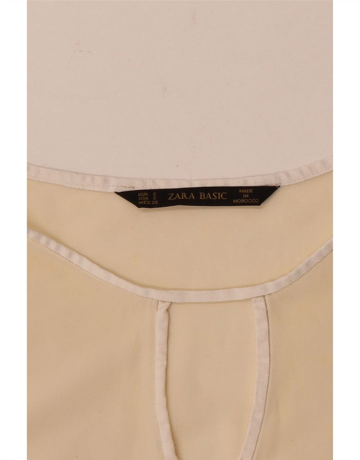 Blusa feminina de manga comprida Zara UK 10 pequena bege