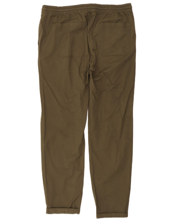 Calças cônicas masculinas Marks & Spencer grandes W38 L30 algodão cáqui