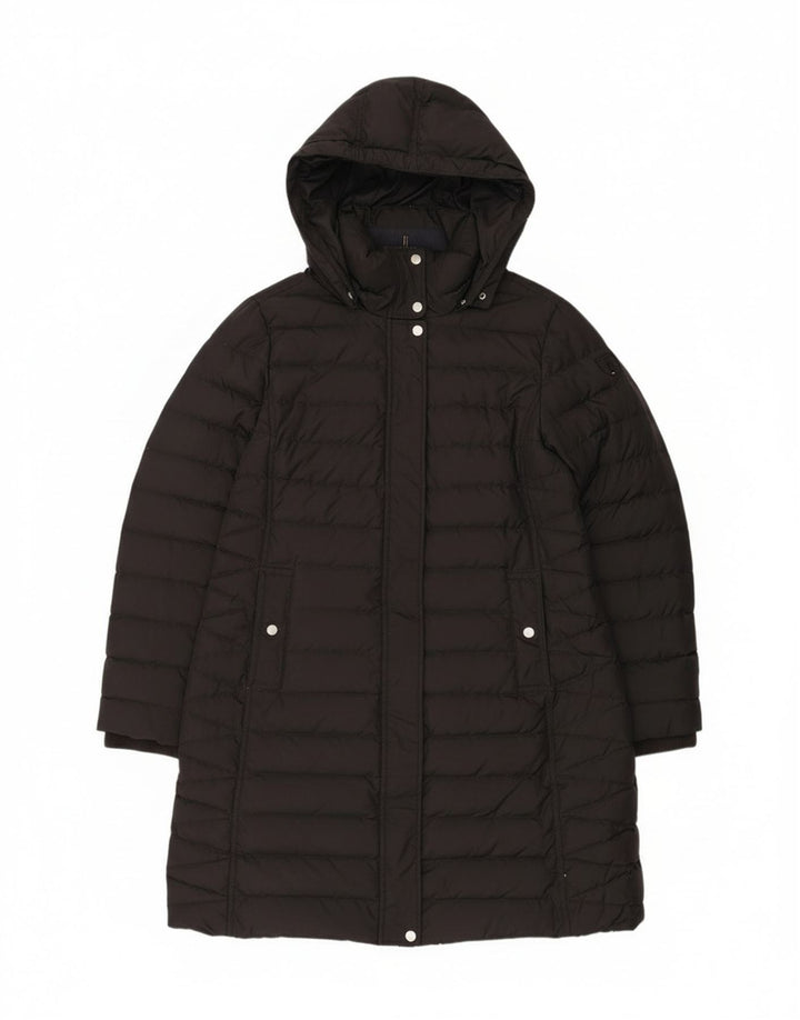 Casaco acolchoado com capuz feminino Tommy Hilfiger Reino Unido 14 grande poliéster preto