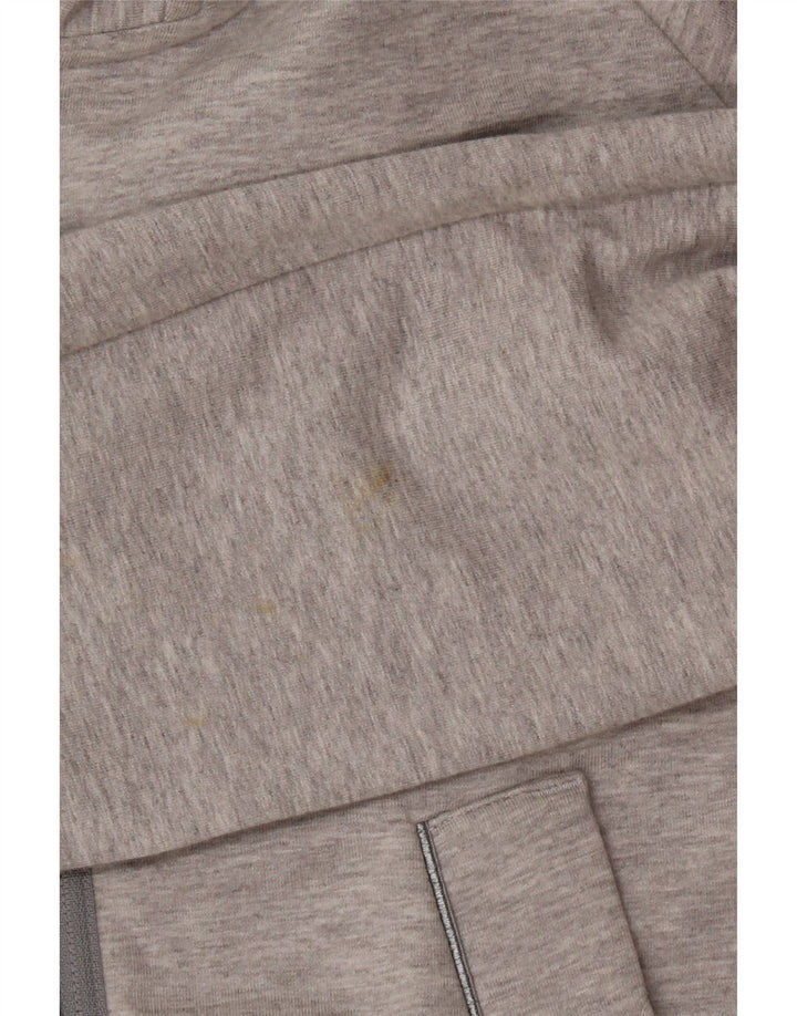 Suéter Adidas feminino com capuz e zíper Reino Unido 12 algodão manchado cinza médio