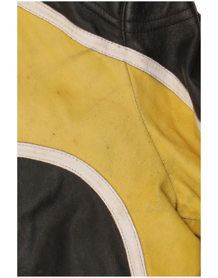 Jaqueta masculina VINTAGE de couro Racer IT 48 couro colorblock preto médio