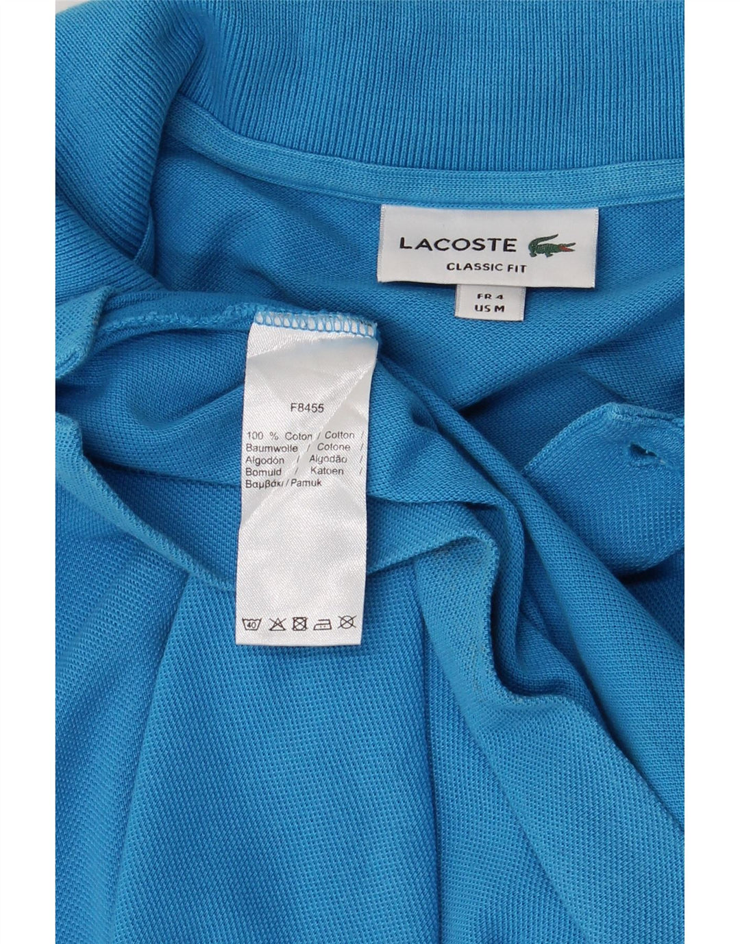 Camisa polo masculina LACOSTE Classic Fit tamanho 4 algodão azul médio