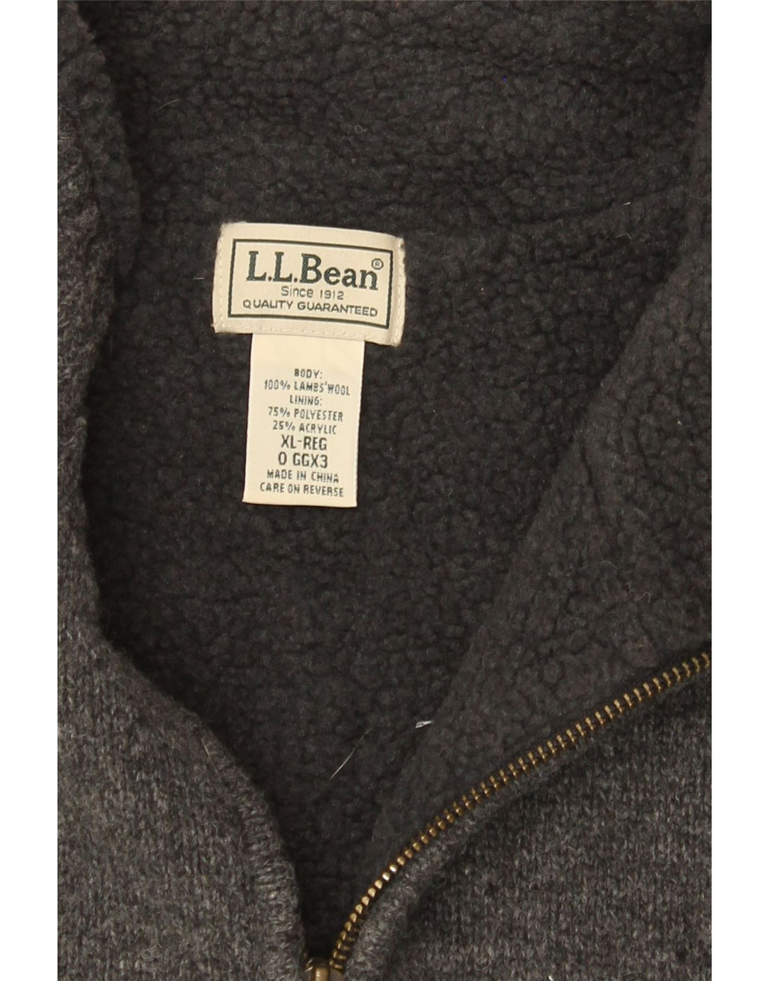 Suéter cardigã masculino sem mangas L.L.Bean XL lã cinza