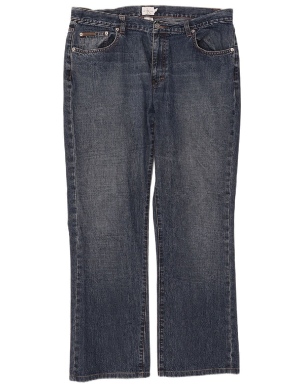 Calça jeans feminina Calvin Klein reta US 16 2XL W36 L30 azul algodão