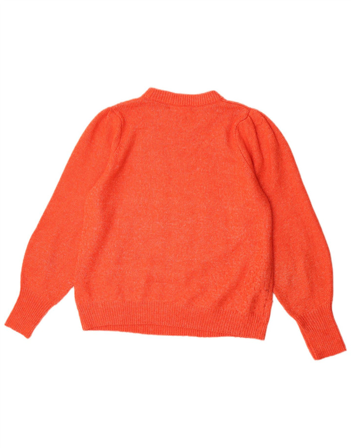 Suéter feminino Marks & Spencer com gola redonda, Reino Unido 16, grande, laranja
