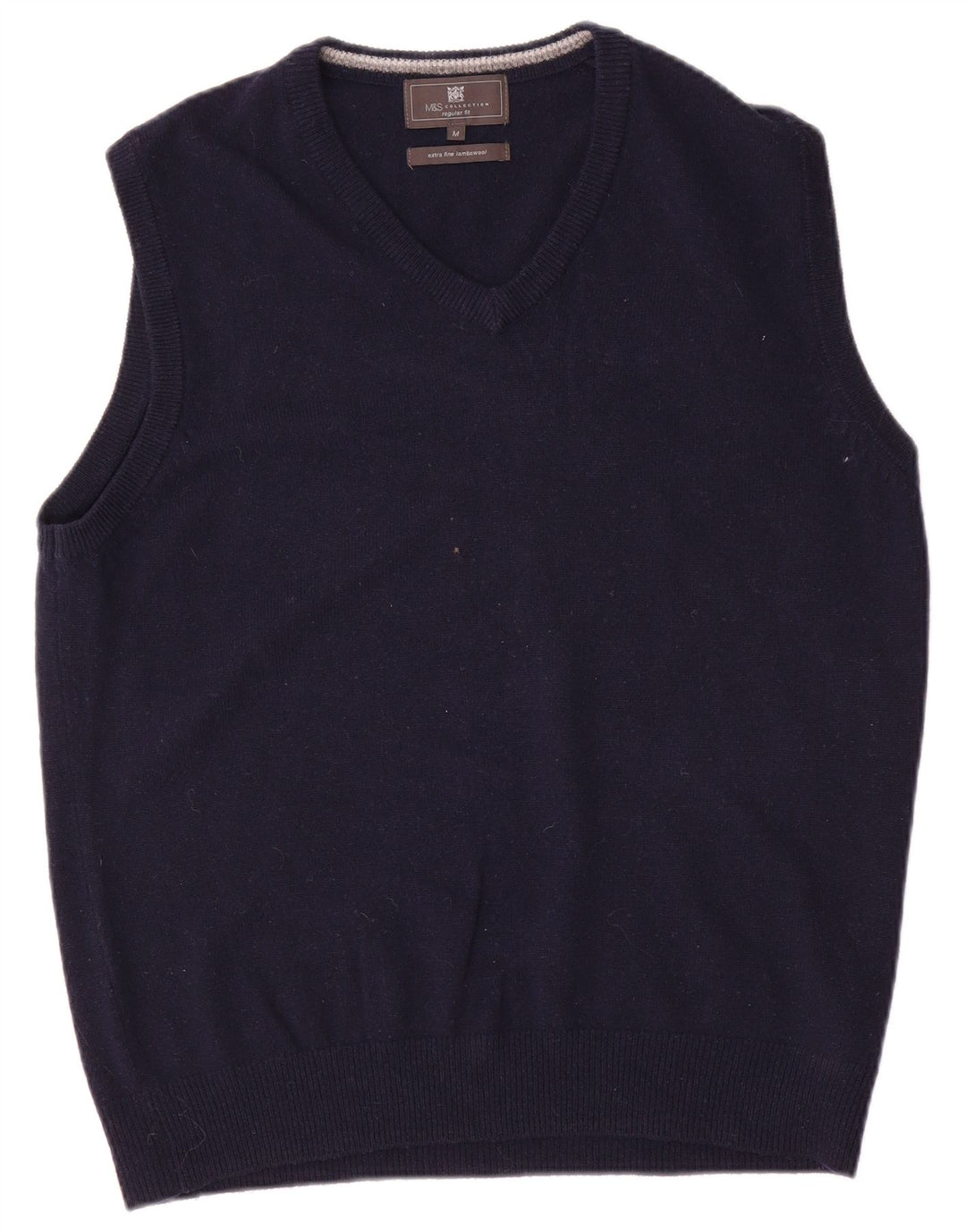 Regata masculina Marks & Spencer de ajuste regular com colete médio de lã azul marinho