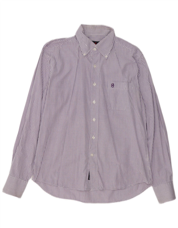 Camisa masculina CONTE OF FLORENCE algodão xadrez médio roxo