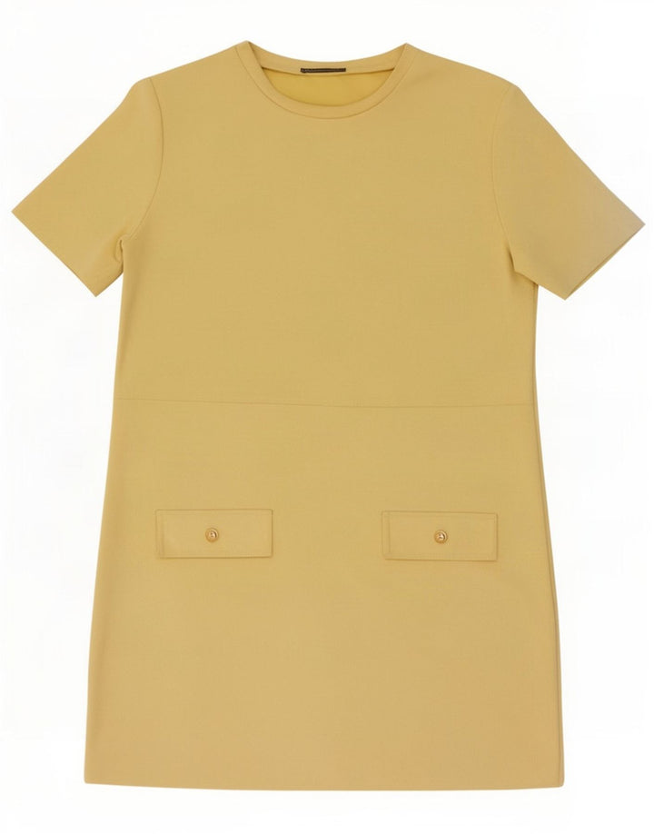 Zara Vestido Shift Feminino Reino Unido 14 Médio Amarelo