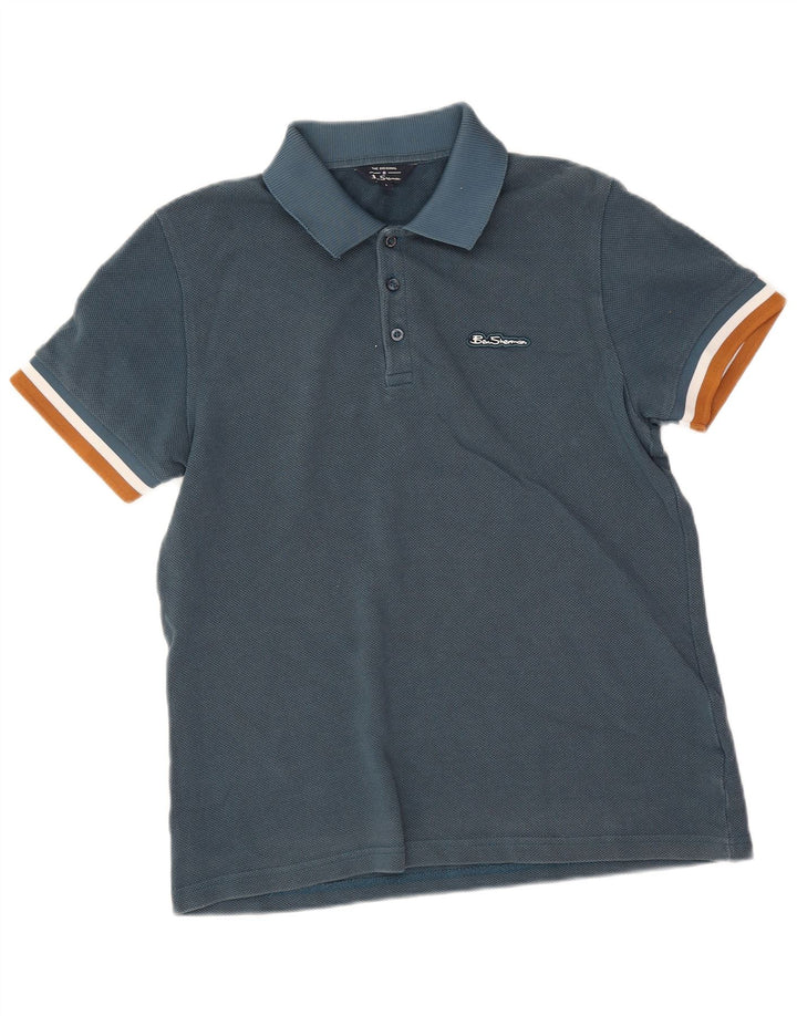 Camisa polo masculina Ben Sherman grande algodão azul
