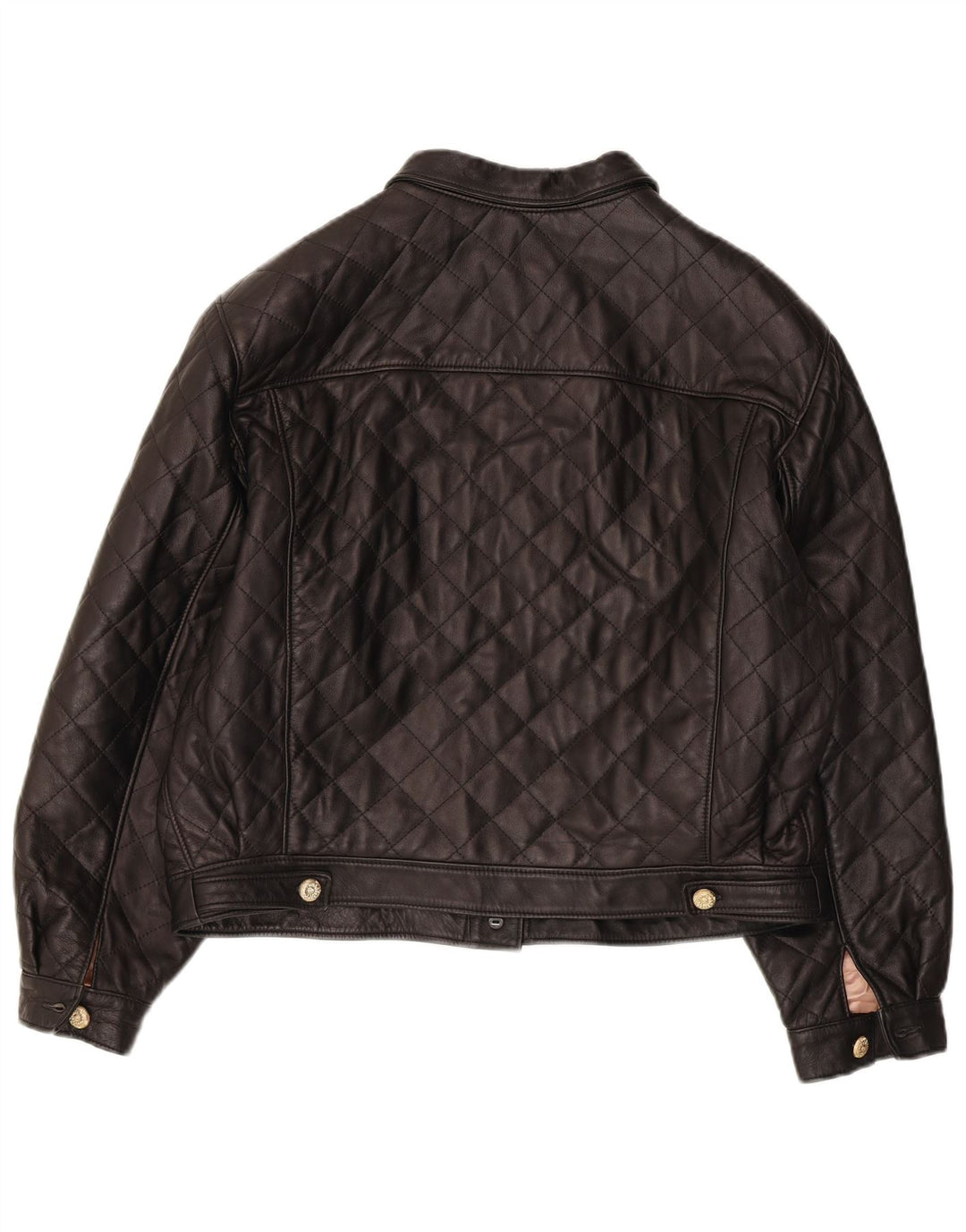 Jaqueta de couro feminina vintage Reino Unido 14 couro preto médio