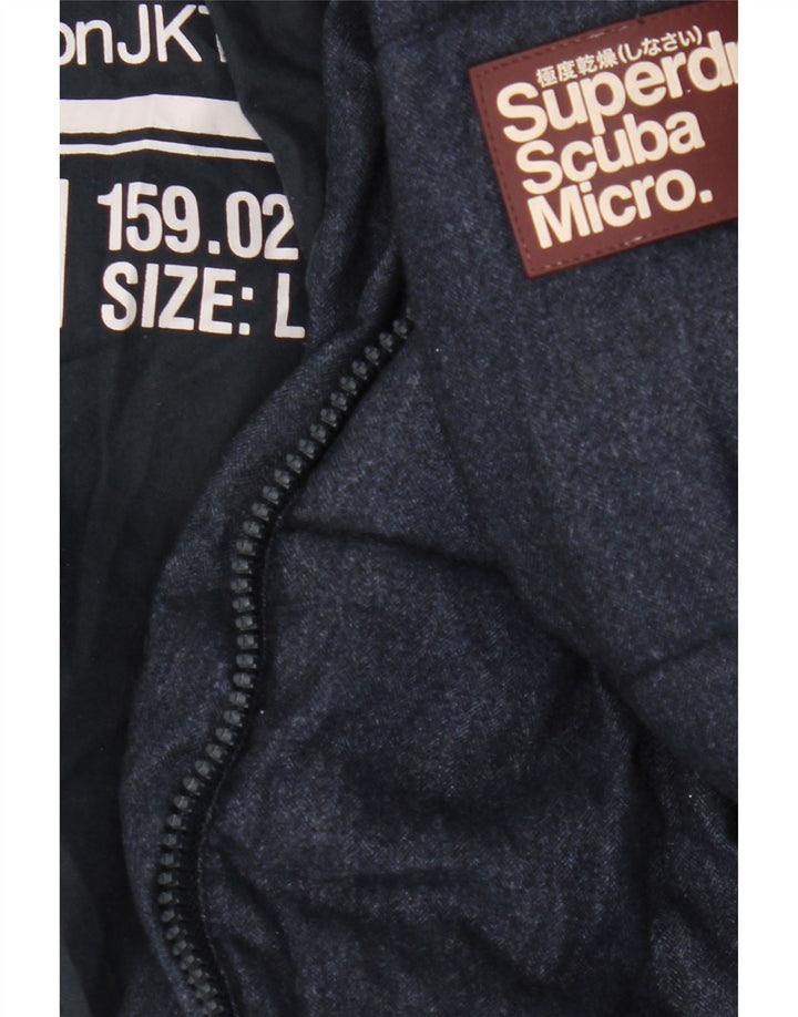 Jaqueta acolchoada com capuz masculina Superdry UK 40 grande poliéster azul marinho