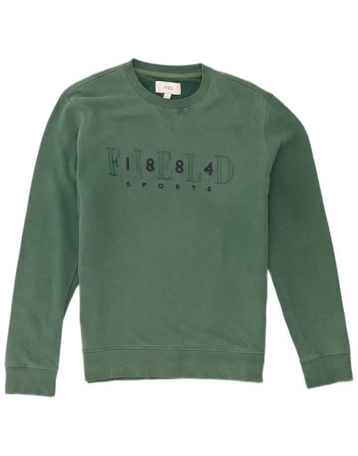 Suéter gráfico masculino Marks & Spencer de algodão verde médio