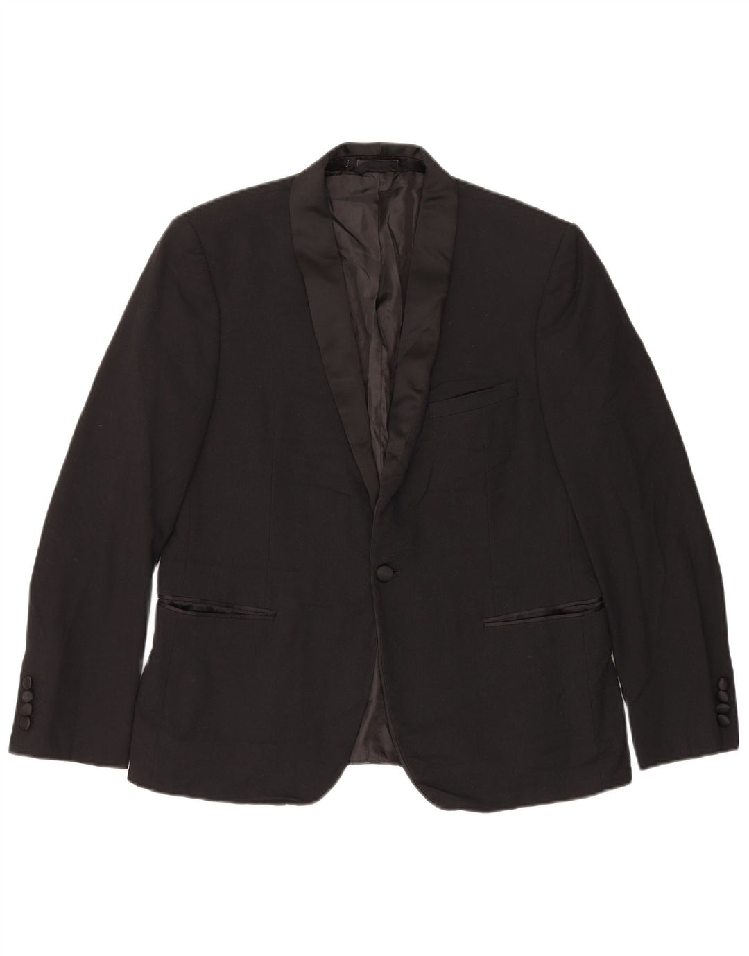 Jaqueta blazer masculina de 1 botão Marks & Spencer Reino Unido 42 grande poliéster preto