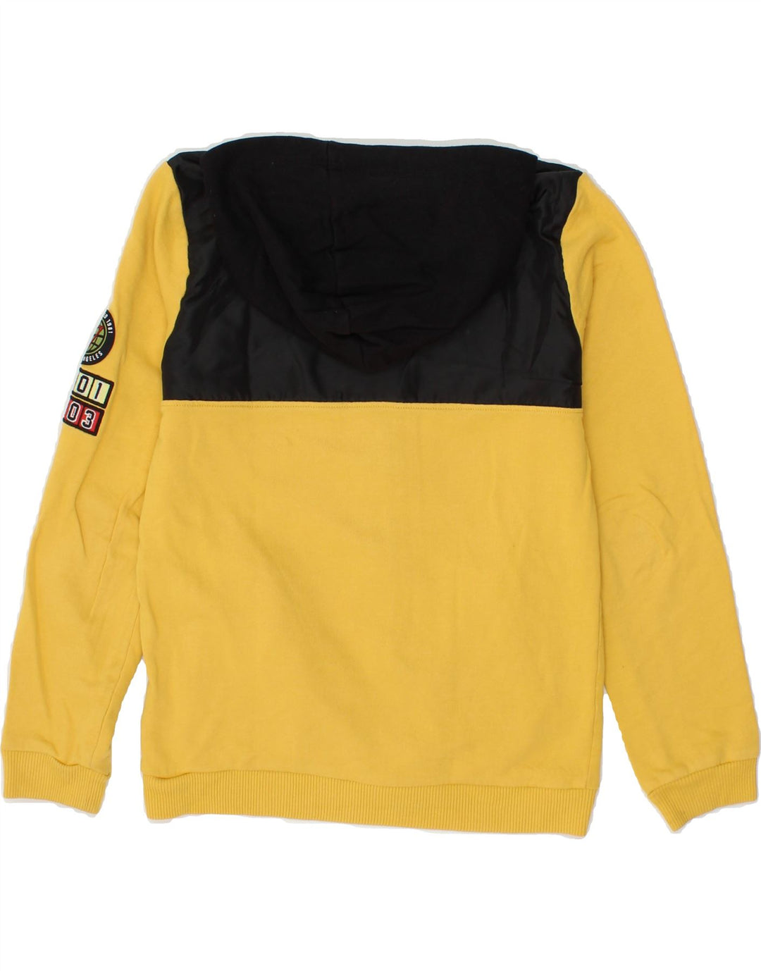 GUESS Boys Zip Hoodie Sweater 11-12 Years Yellow Colourblock Cotton Vintage Guess and Second-Hand Guess from Messina Hembry 