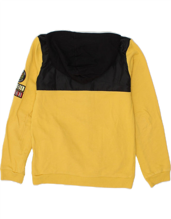 GUESS Boys Zip Hoodie Sweater 11-12 Years Yellow Colourblock Cotton Vintage Guess and Second-Hand Guess from Messina Hembry 