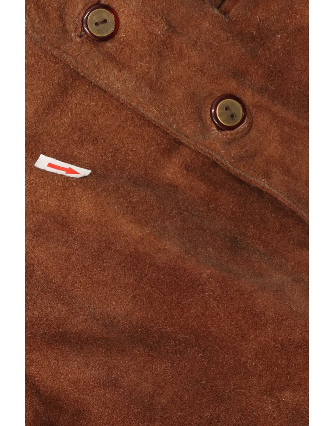 Colete masculino vintage de camurça UK 40 couro marrom médio