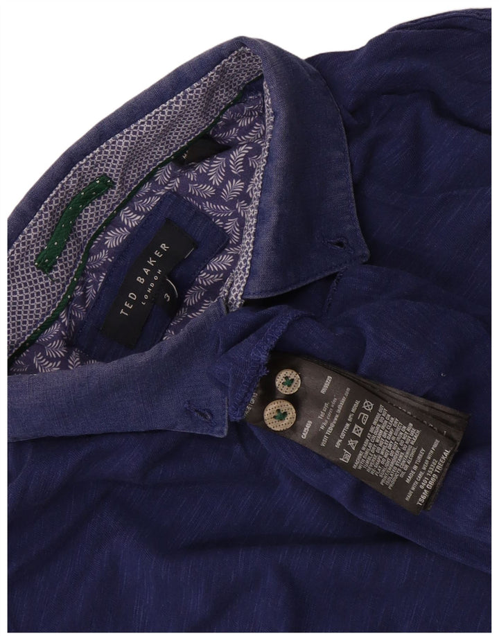 Camisa polo masculina Ted Baker tamanho 3 médio algodão azul marinho