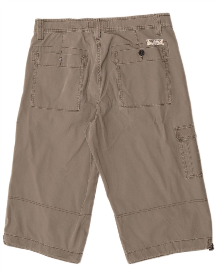 Bermuda cargo masculina Pierre Cardin W33 algodão cinza médio