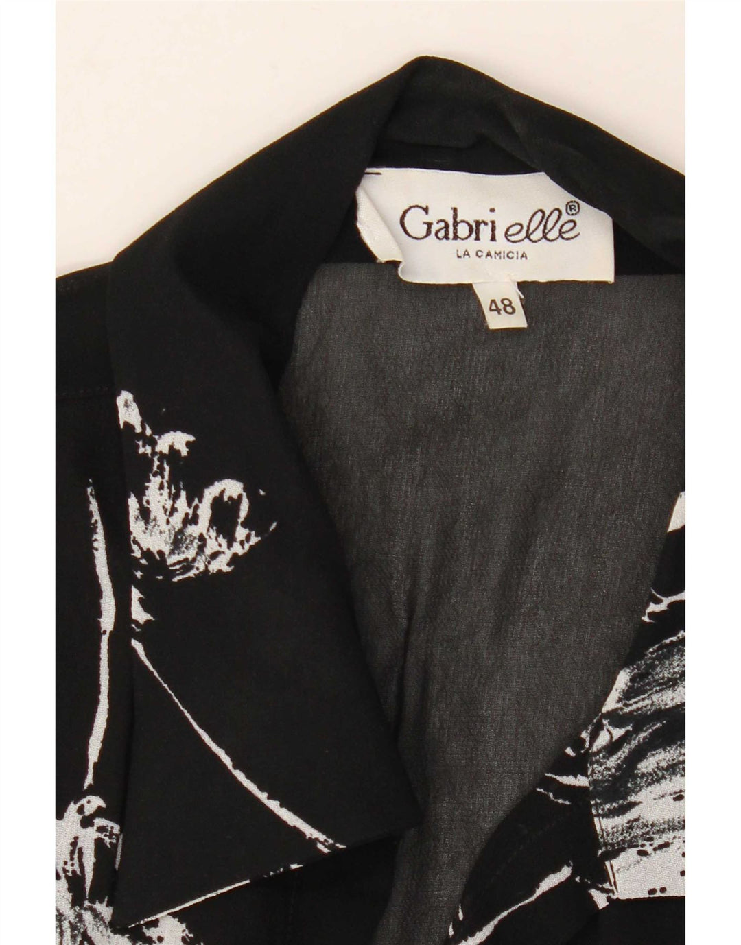 Blusa feminina vintage com estampa abstrata 1/2 manga IT 48 XL preta