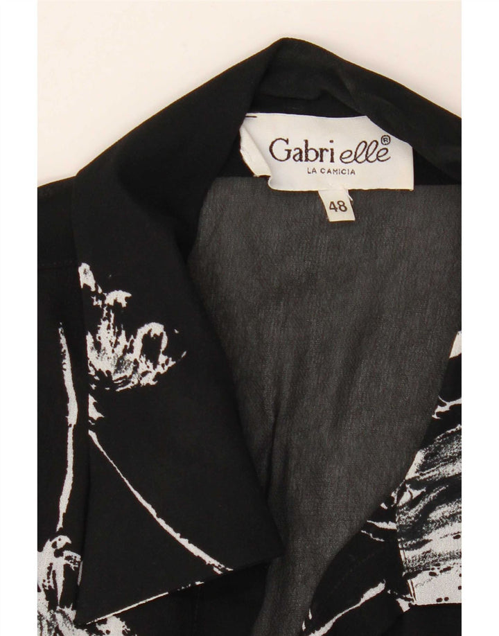 Blusa feminina vintage com estampa abstrata 1/2 manga IT 48 XL preta