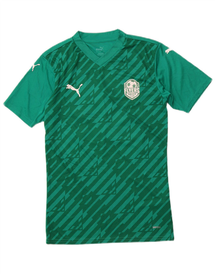 Camiseta masculina PUMA com estampa gráfica pequena verde geométrica poliéster
