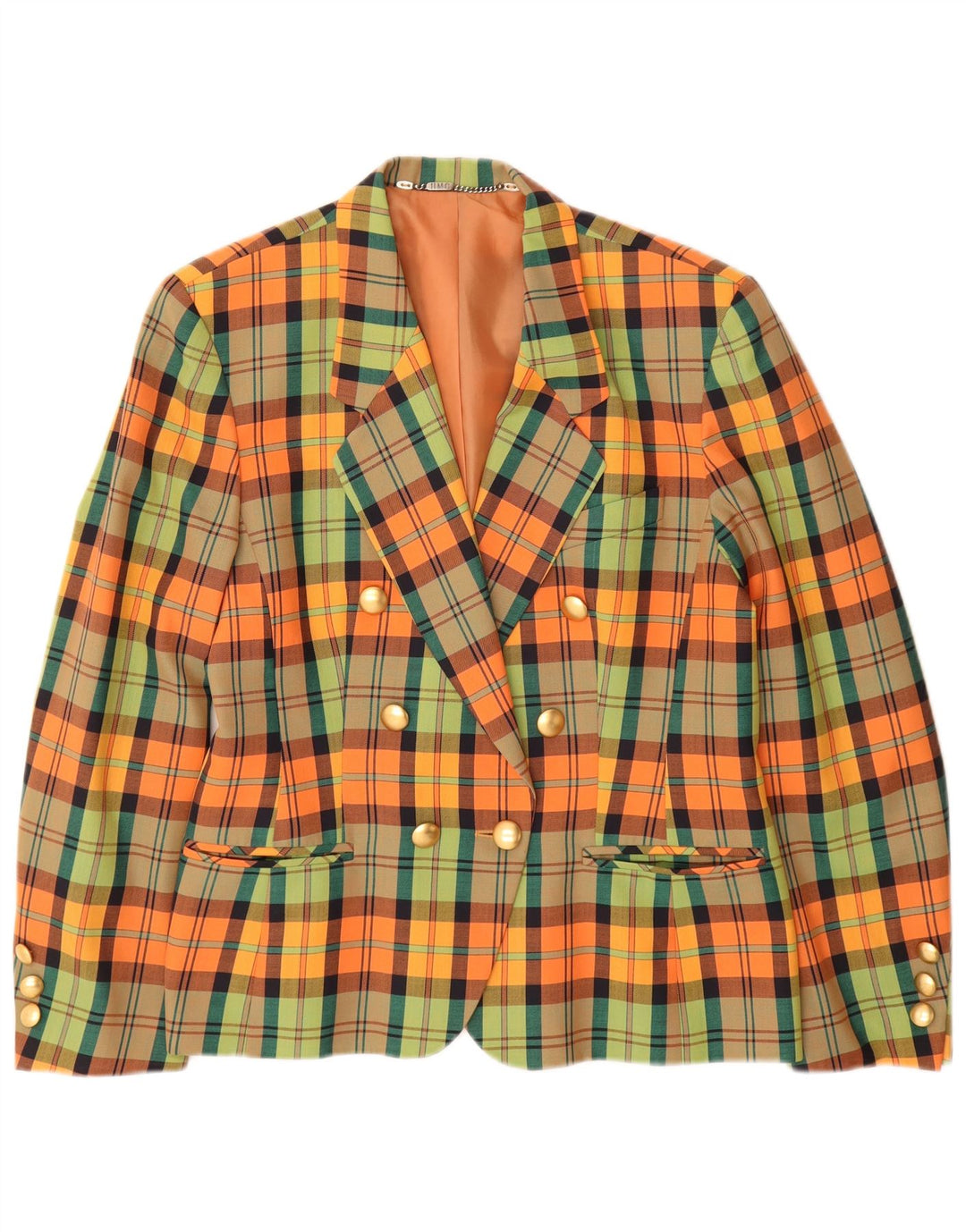 Jaqueta blazer feminina HMC com peito duplo Reino Unido 12 xadrez médio multicolorido