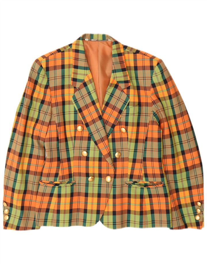 Jaqueta blazer feminina HMC com peito duplo Reino Unido 12 xadrez médio multicolorido