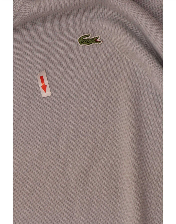 Suéter masculino Lacoste com decote em V tamanho 5 grande lã virgem azul