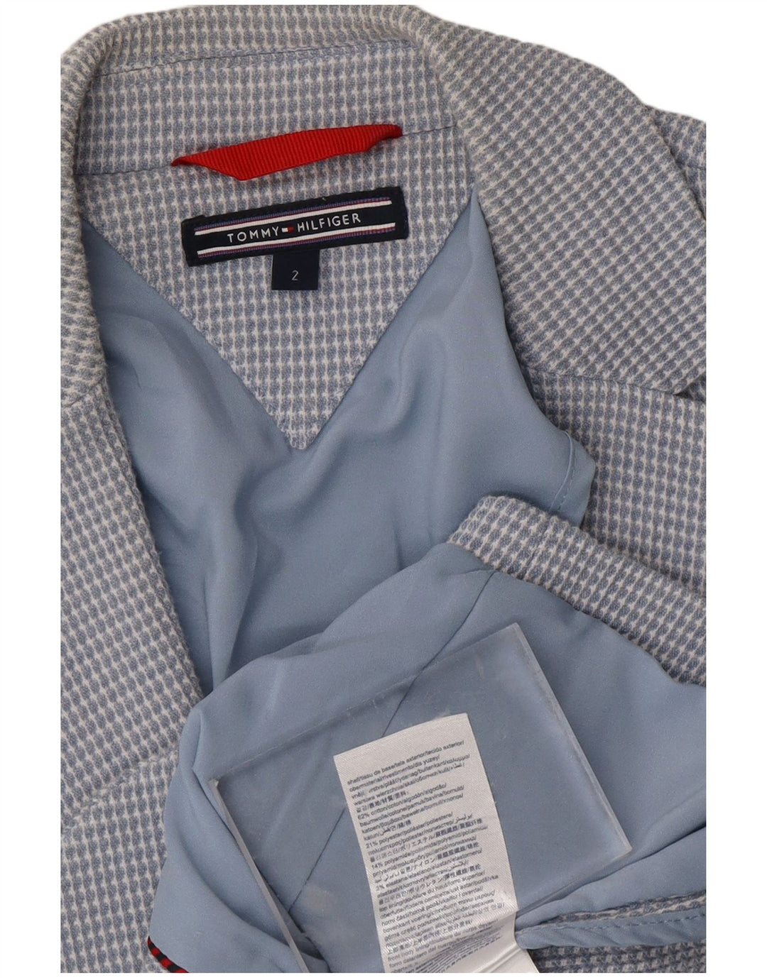 Jaqueta blazer feminina TOMMY HILFIGER com 2 botões US 2 XS azul xadrez algodão