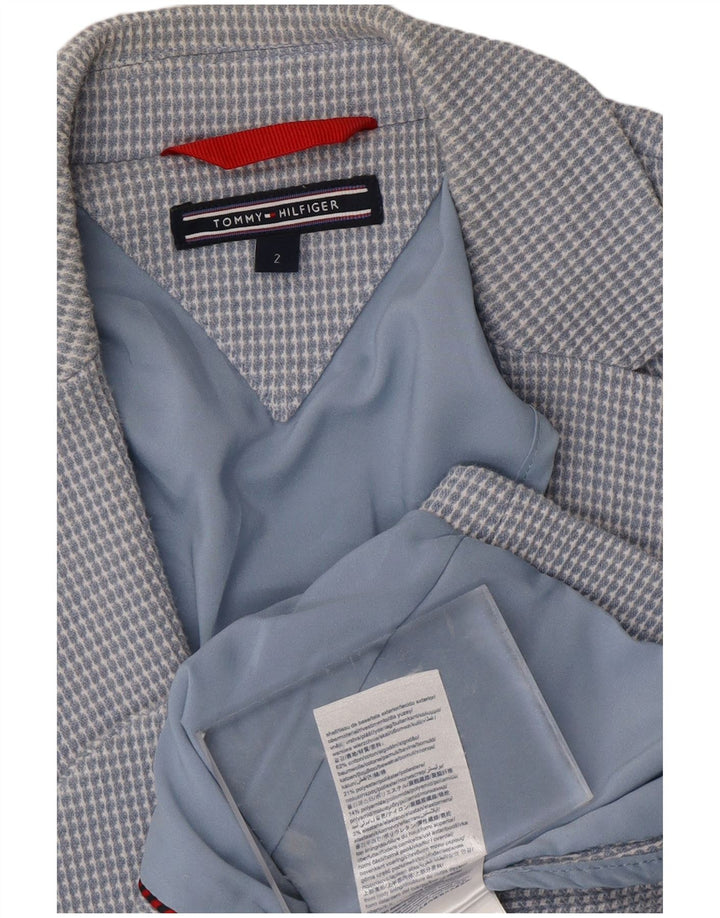 Jaqueta blazer feminina TOMMY HILFIGER com 2 botões US 2 XS azul xadrez algodão