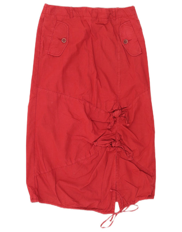 Saia midi feminina Max & Co. Reino Unido 6 pequena W26 algodão vermelho
