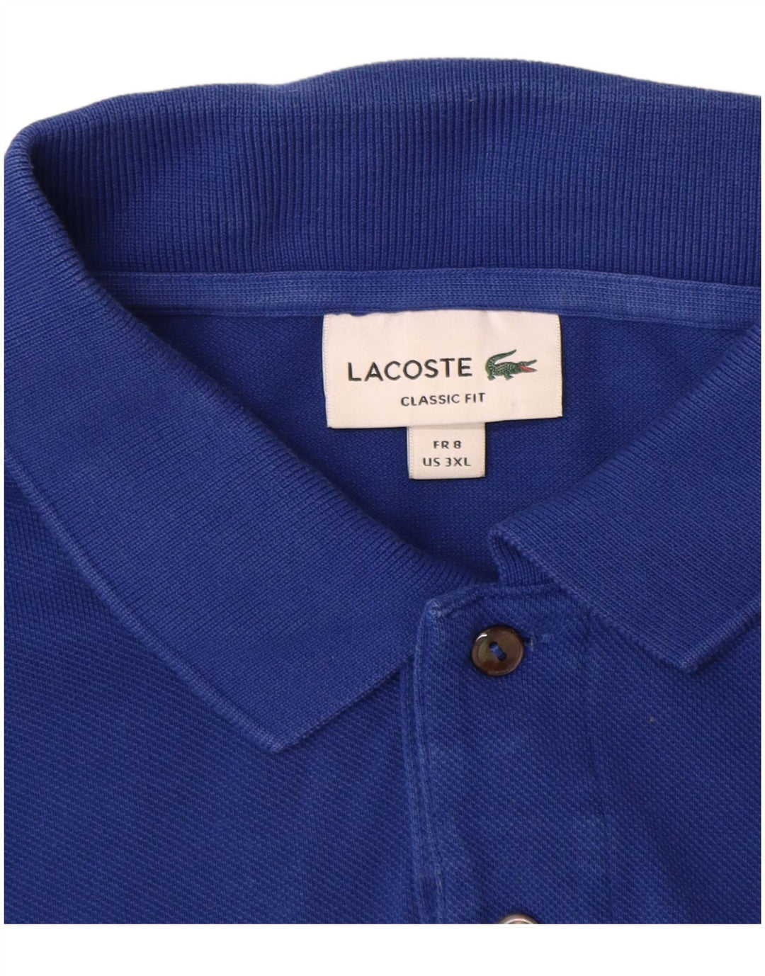 Camisa polo masculina LACOSTE Classic Fit tamanho 8 3XL algodão azul
