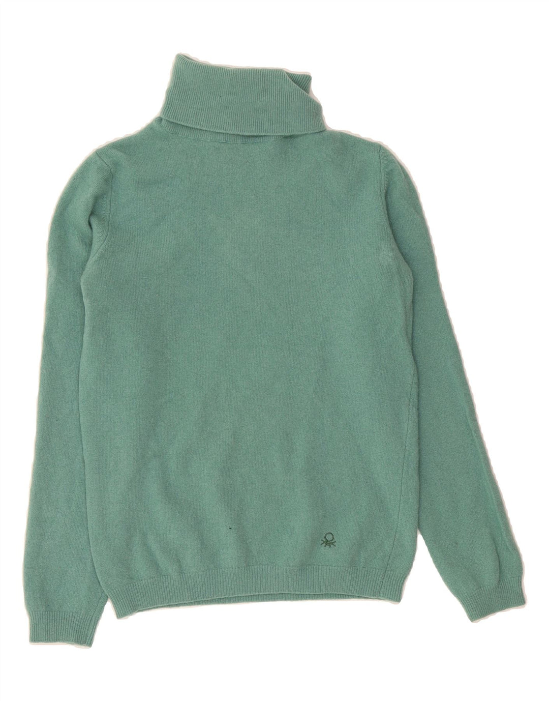 BENETTON Girls Roll Neck Jumper Sweater 9-10 Years Green Vintage Benetton and Second-Hand Benetton from Messina Hembry 
