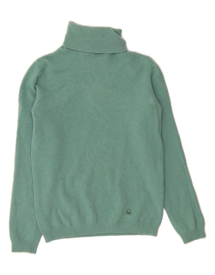 BENETTON Girls Roll Neck Jumper Sweater 9-10 Years Green Vintage Benetton and Second-Hand Benetton from Messina Hembry 