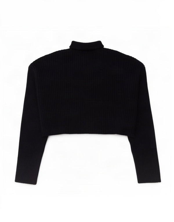 Zara Suéter feminino cropped oversized com gola redonda Reino Unido 10 pequeno azul marinho
