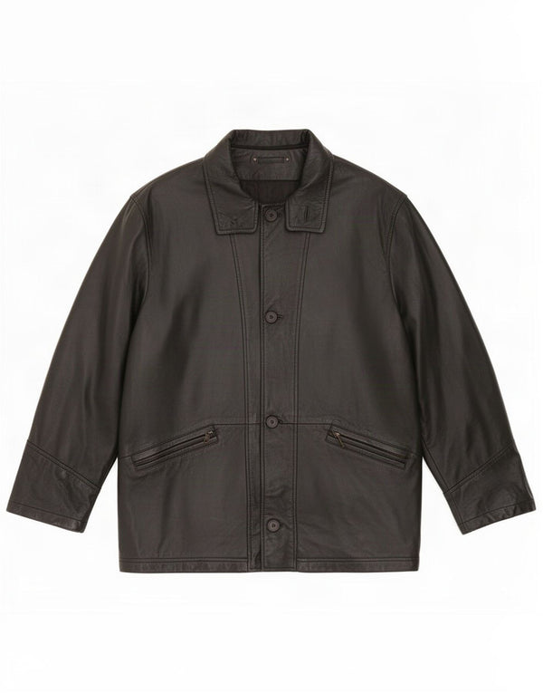 Jaqueta de couro masculina vintage UK 36 pequena preta clássica