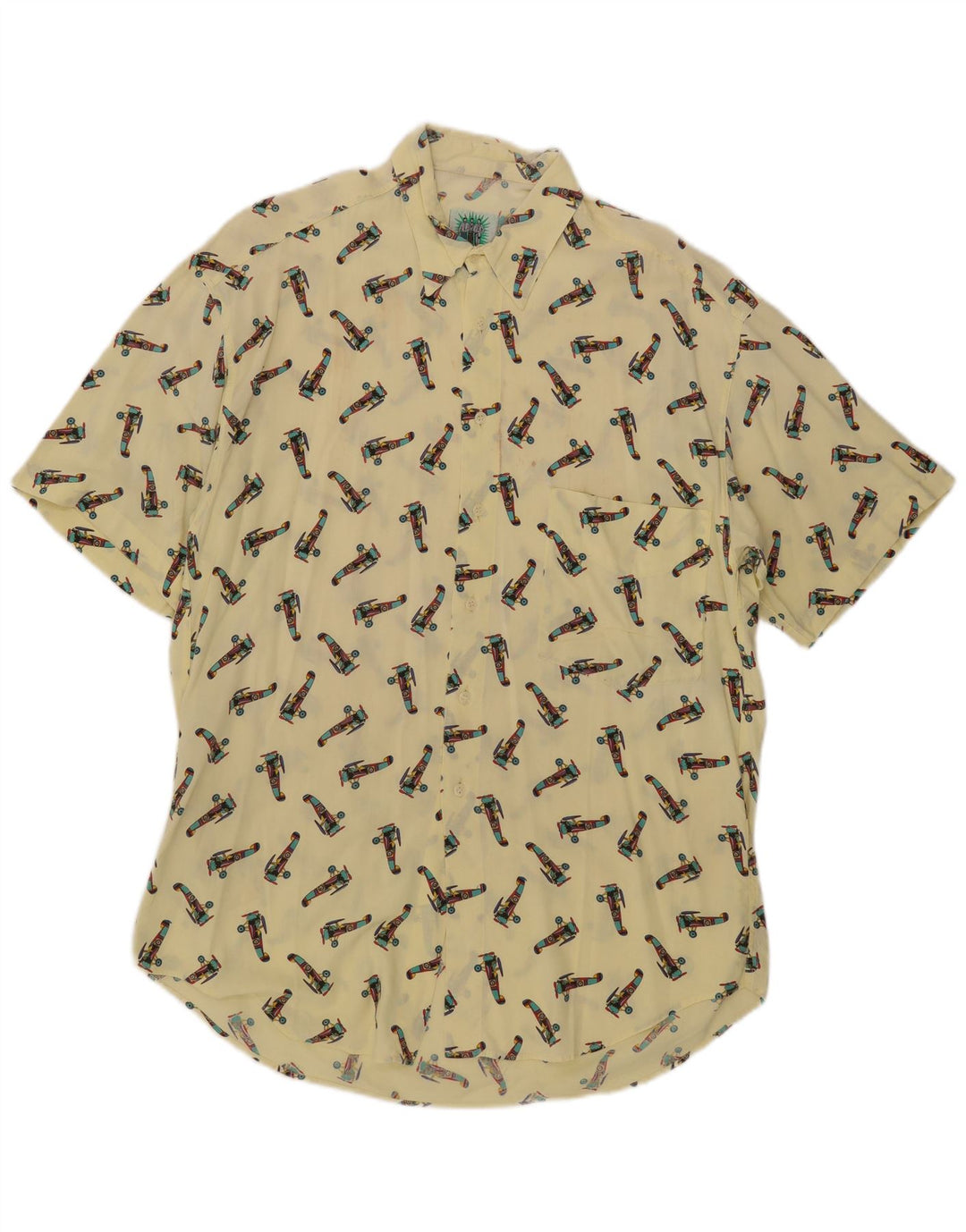 Camisa masculina vintage de manga curta XL amarela