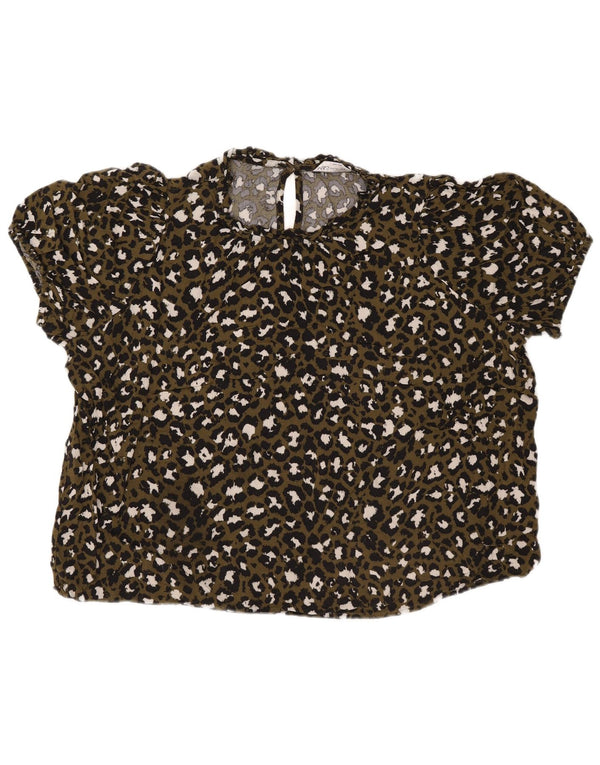 Blusa feminina Marks & Spencer UK 22 3XL cáqui estampa animal viscose