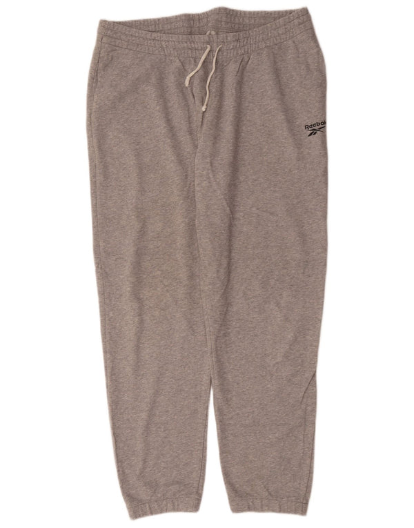 Calça de treino masculina Reebok Joggers XL cinza manchado de algodão