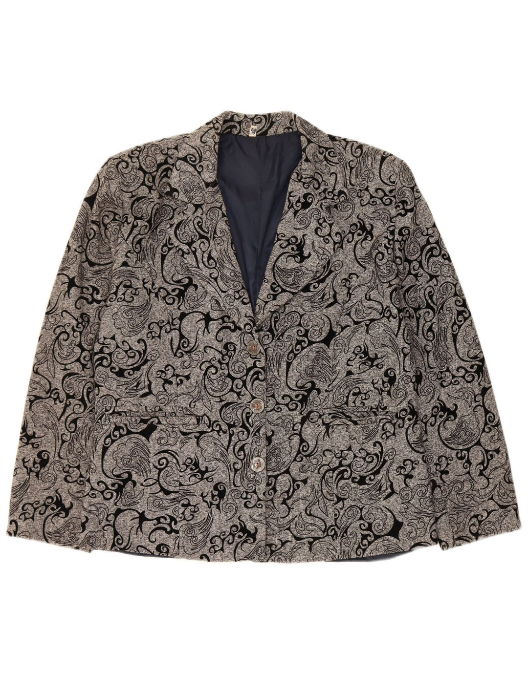 Jaqueta blazer feminina vintage com 3 botões IT 48 XL cinza Paisley