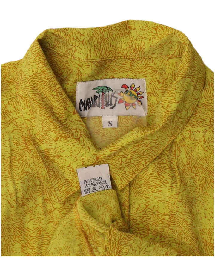 Blusa feminina vintage oversized com padrão abstrato Reino Unido 10 pequena amarela
