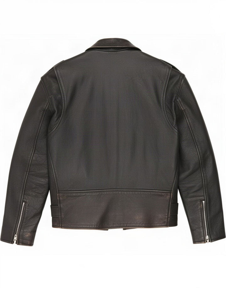 Jaqueta masculina vintage de couro para motociclista UK 38 média preta