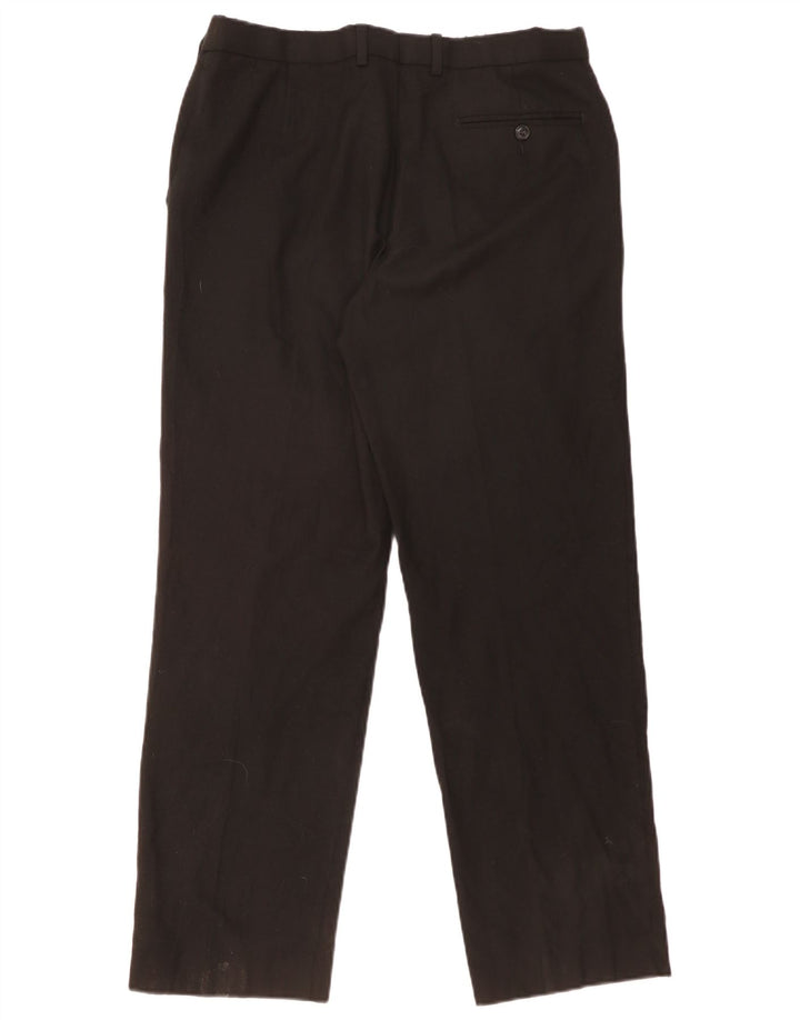 Calça masculina de ajuste regular MARKS & SPENCER W34 L31 lã preta