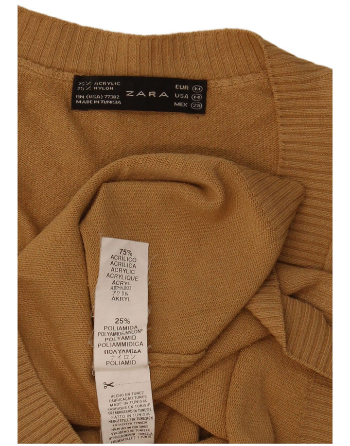 Suéter feminino Zara com decote em V Reino Unido 12 acrílico bege médio